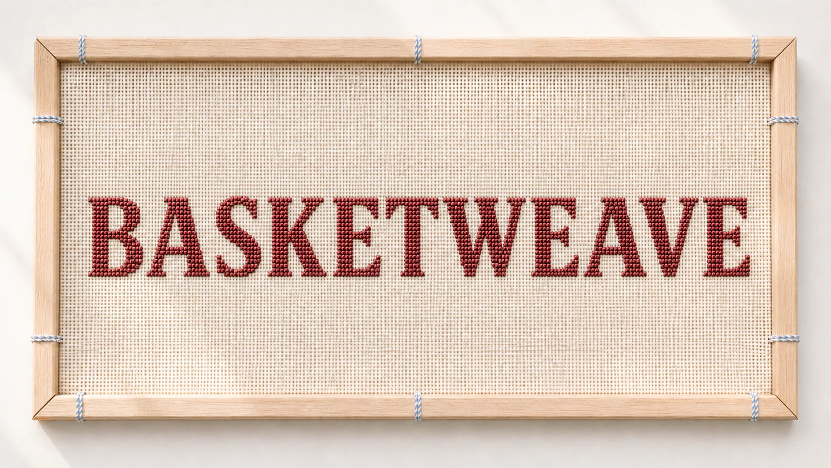 Framed needlepoint portrait for Basketweave stitch