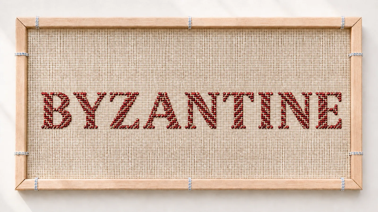 Framed needlepoint portrait for Byzantine stitch