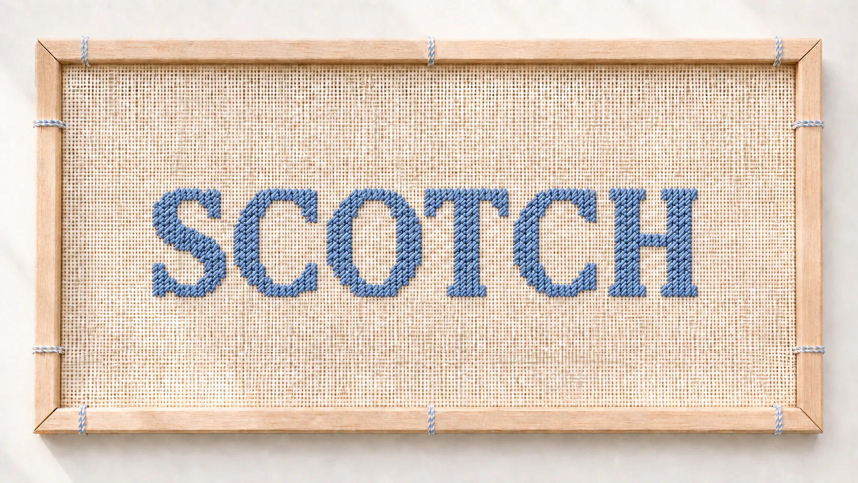 Framed needlepoint portrait for Scotch stitch