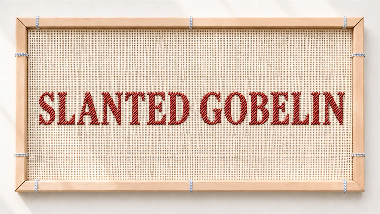 Framed needlepoint portrait for Slanted Gobelin stitch
